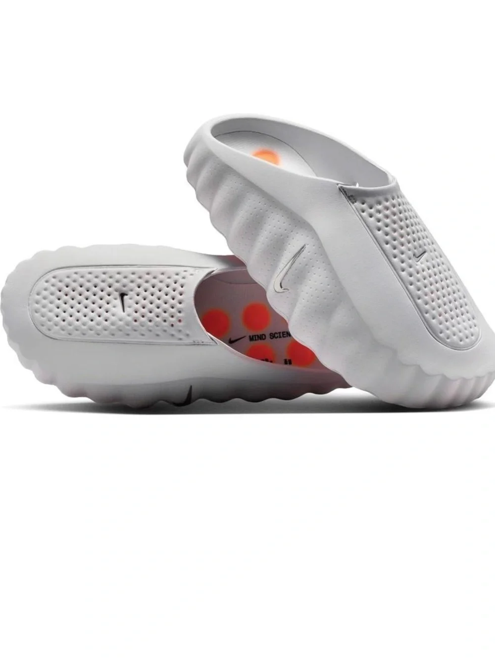 Nike Men’s White Slide Sandals with Orange Outsole Pods